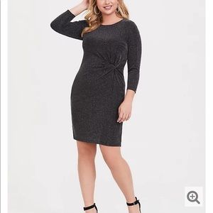 Torrid Black and Silver Shimmer Knotted Dress- NWT